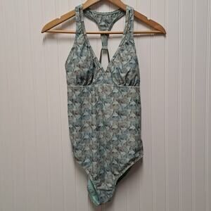 Prana Khari Swimsuit Womens Medium M Allover Zebras Print One Piece Racerback